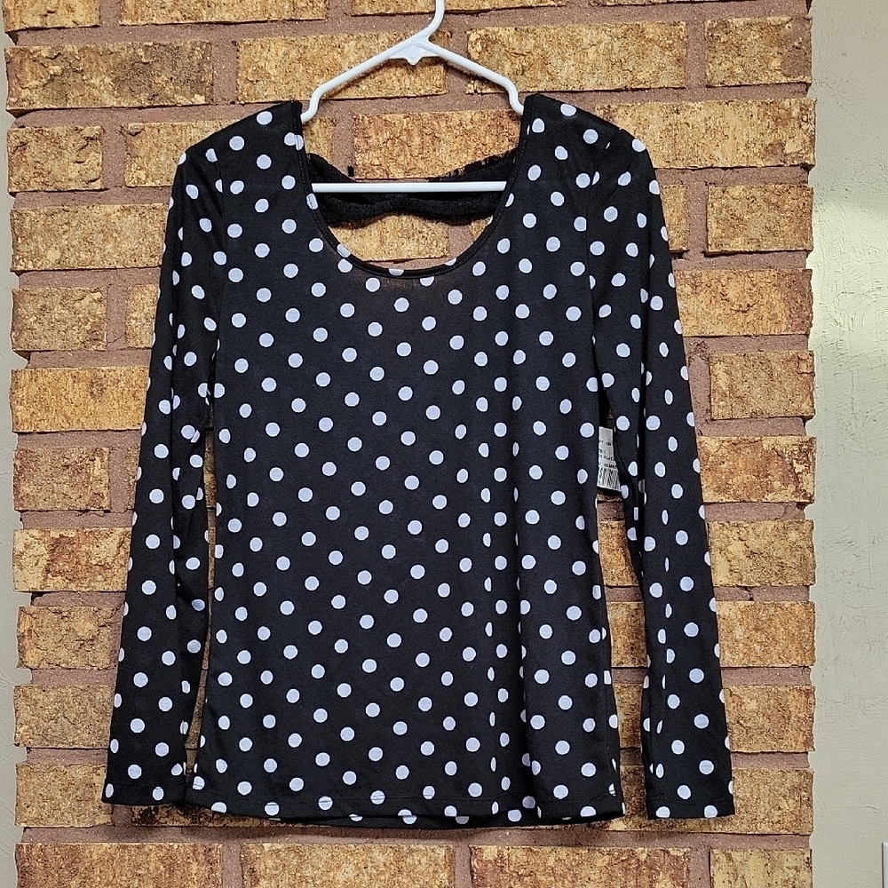 Weavers Juniors Polka Dot Long Sleeve Top Size Large